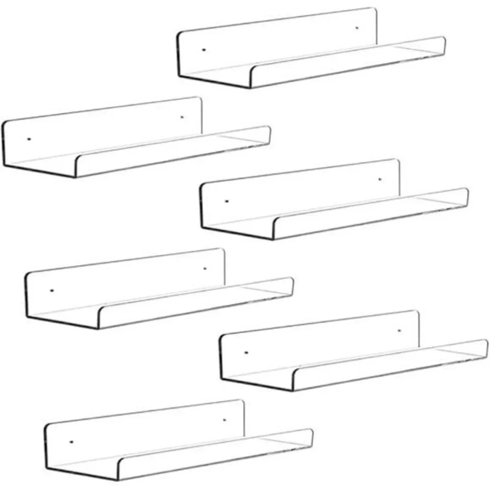 15 inch Acrylic Invisible Floating Bookshelf for Kids Room, Modern Picture Ledge